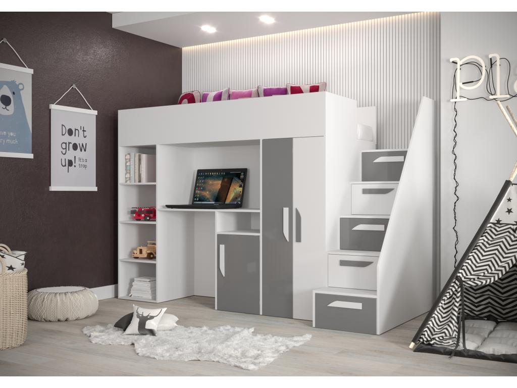 Domopure 14 Lit superposé 247/165/120 blanc/gris QZFR42735