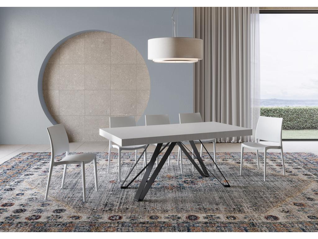 Table extensible 90x200/304 cm Decohaute frêne blanc pieds anthracite NSJJ53103