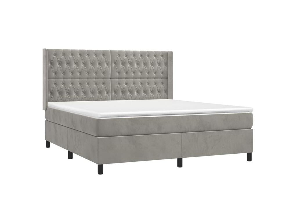 Sommier à Domopure de lit matelas et LED Gris clair 180x200 PZKG20900
