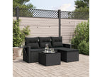 Salon de jardin 4 pcs avec coussins noir résine tressée QBZY87924