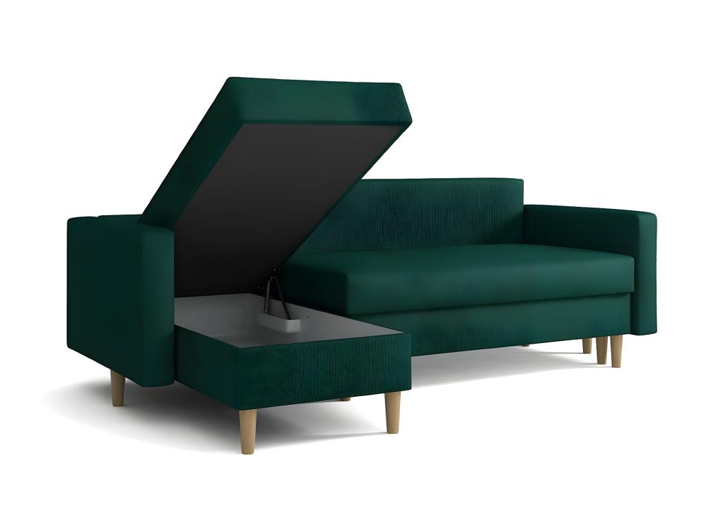 Canapé d'angle Decohaute 108 Bleu Fonction de couchage Boîte de literie 220x135x88cm BJIT06462