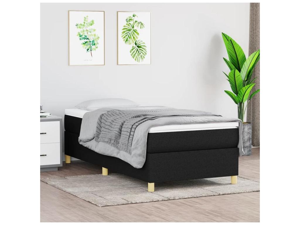 Sommier à décohaute de lit et matelas Noir 80x200 Tissu SQFW22215