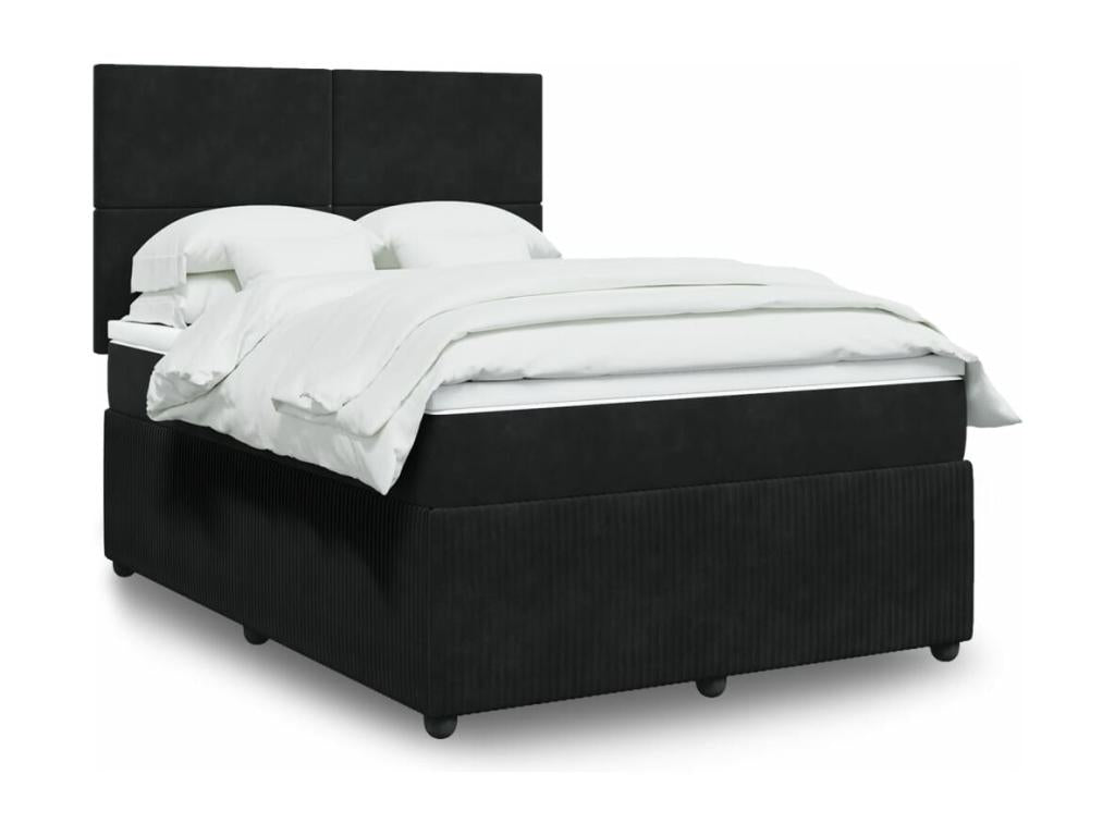 Sommier à Décohaute de lit avec matelas Noir 140x200 cm Velours QJKJ50084