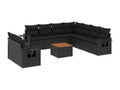 Salon de jardin 10 pcs avec coussins noir résine tressée MHEL62753