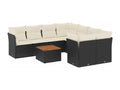 Salon de jardin 9 pièces avec coussins noir résine tressée MNRU08816