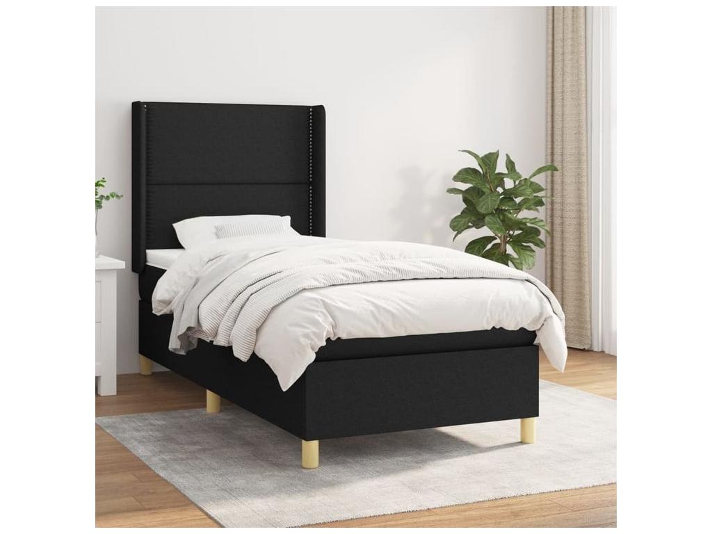 Sommier à décohaute de lit avec matelas Noir 100x200 Tissu IEFG92773