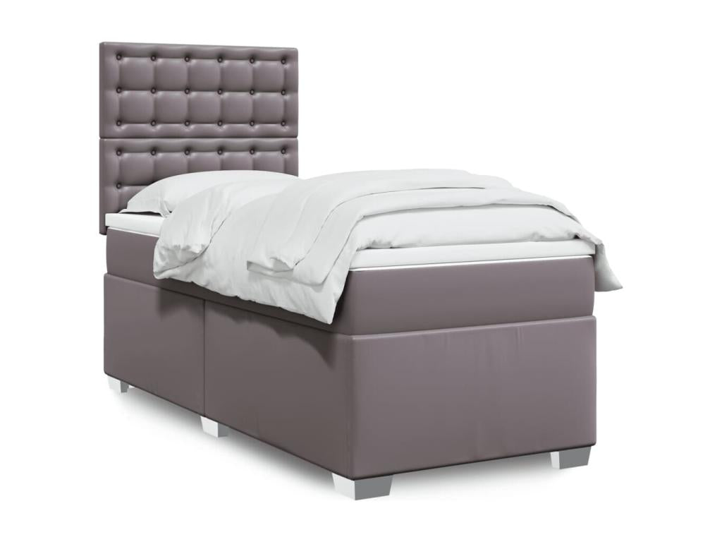 Sommier à Chicyla de lit avec matelas Gris 80x200 cm Similicuir FRZH55557