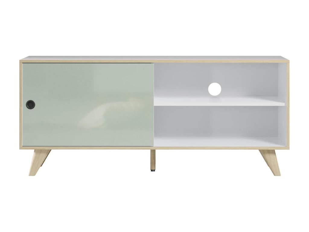 Decohaute table TV 1 porte 1 tablette blanc vert. XJYL55232