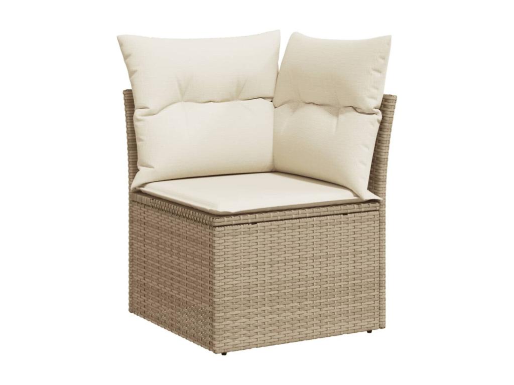 Salon de jardin avec coussins 6 pièces beige résine tressée EOGK73838