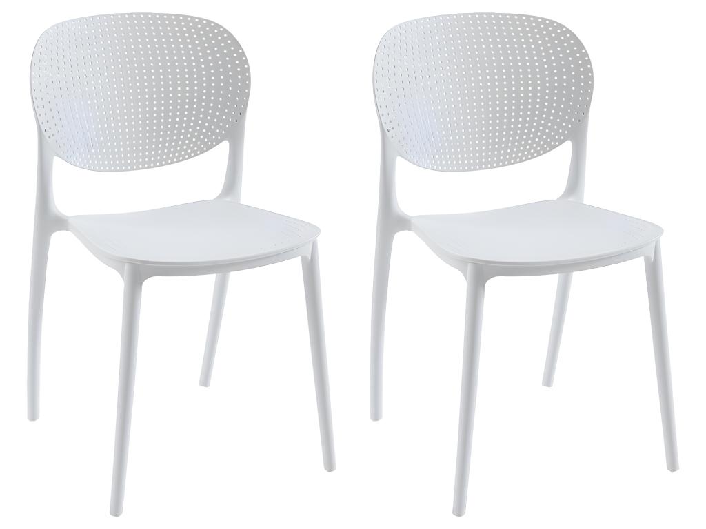 Lot de 2 chaises empilables en polypropylène - Blanc - Domopure DSFN94274