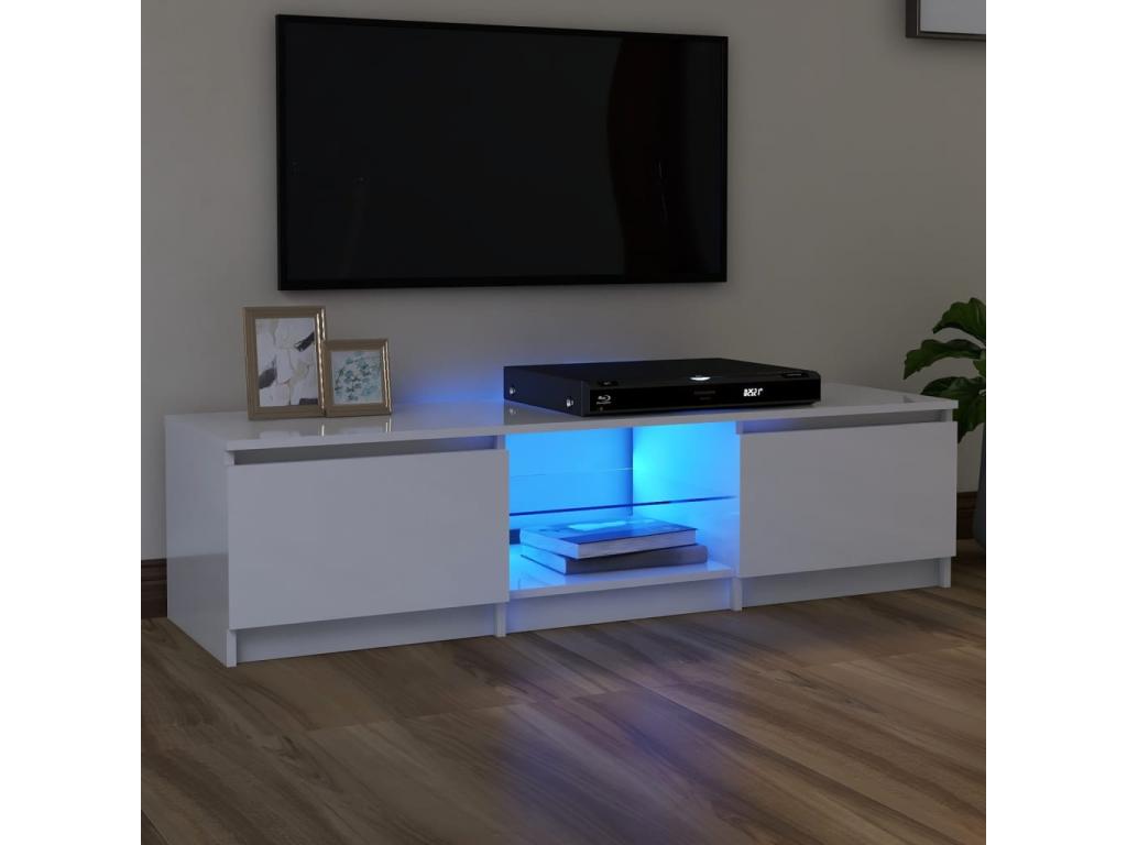 Meuble TV avec Decohauteères LED blanc brillant 140x40x35,5 cm IKRJ41284