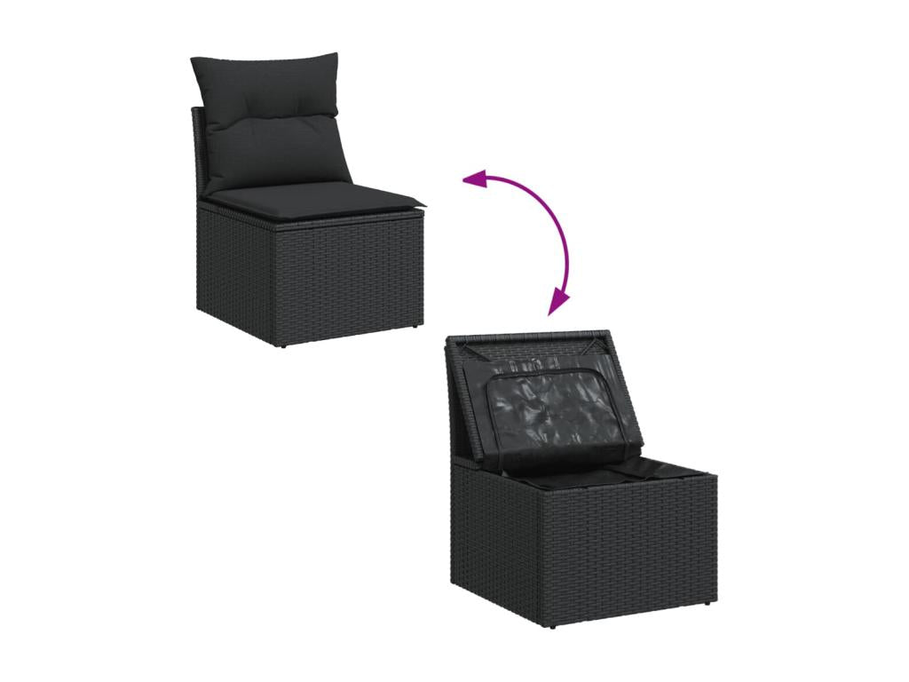 Salon de jardin 5 pcs avec coussins noir résine tressée MPAC16665
