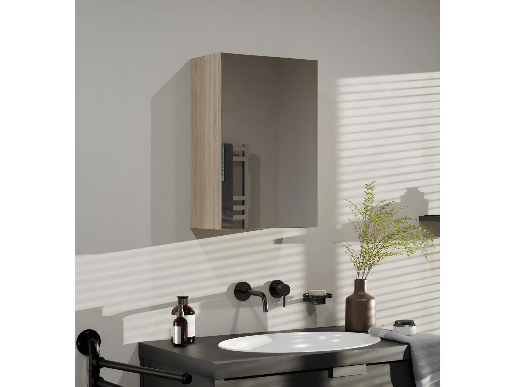 Domopure - Armoire de toilette murale 2 portes - Meuble SDB avec miroir - Dimensions 60x22x60 cm - Rangement Salle de bain ZOPF55954