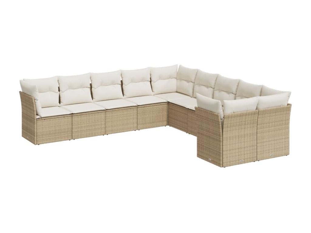 Salon de jardin avec coussins 10 pièces beige résine tressée HHJL48515