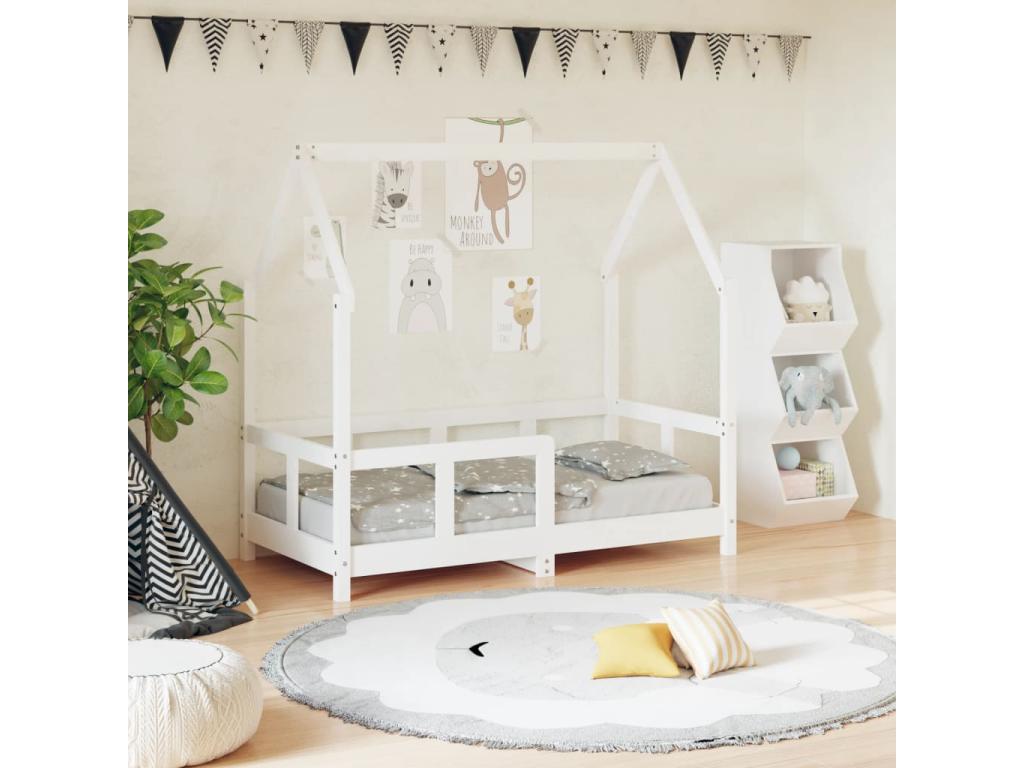 Cadre de lit pour enfant blanc 70x140 bois de pin massif TYAQ33517