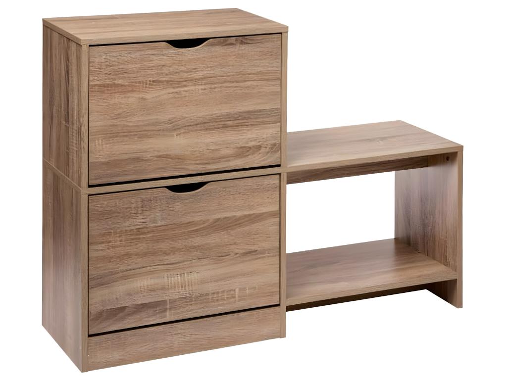 Meuble à chaussures en bois coloris naturel - L.100 x l.32 x H.80 cm EOOD16027