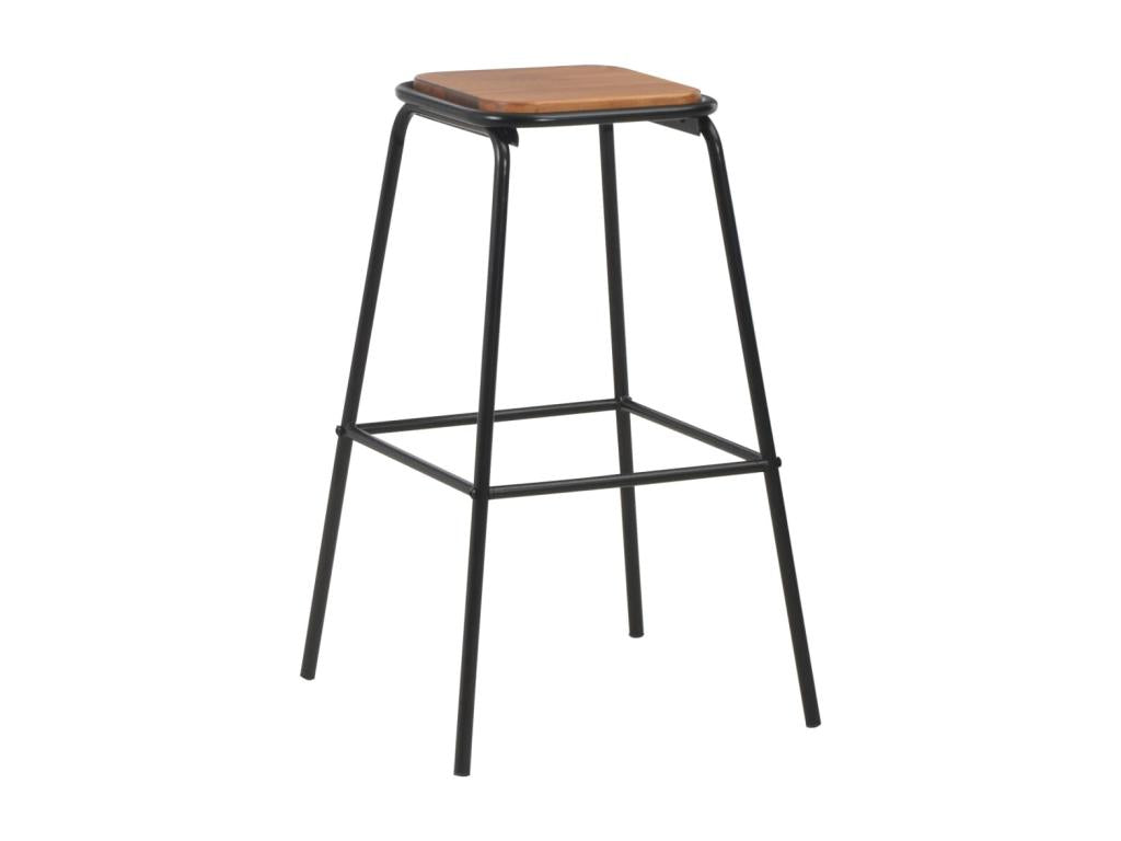 Tabourets de bar lot de 2 noir pinède solide et acier LCMH32199