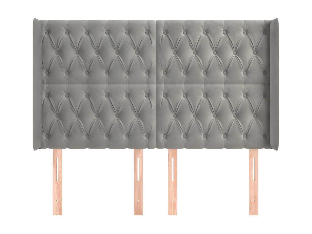 Tête de lit avec oreilles Gris clair 163x16x118/128 cm Velours YKJP21251