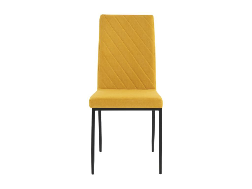 Chaise confort Decohaute – Tissu matelassé et pieds métal noir pour intérieur moderne-Couleur Jaune moutarde WGDV80759