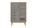 Buffet haut Decohaute marron et gris 85x43x125 cm bois massif de pin PNSB47995