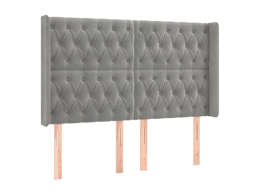 Tête de lit avec oreilles Gris clair 163x16x118/128 cm Velours YKJP21251