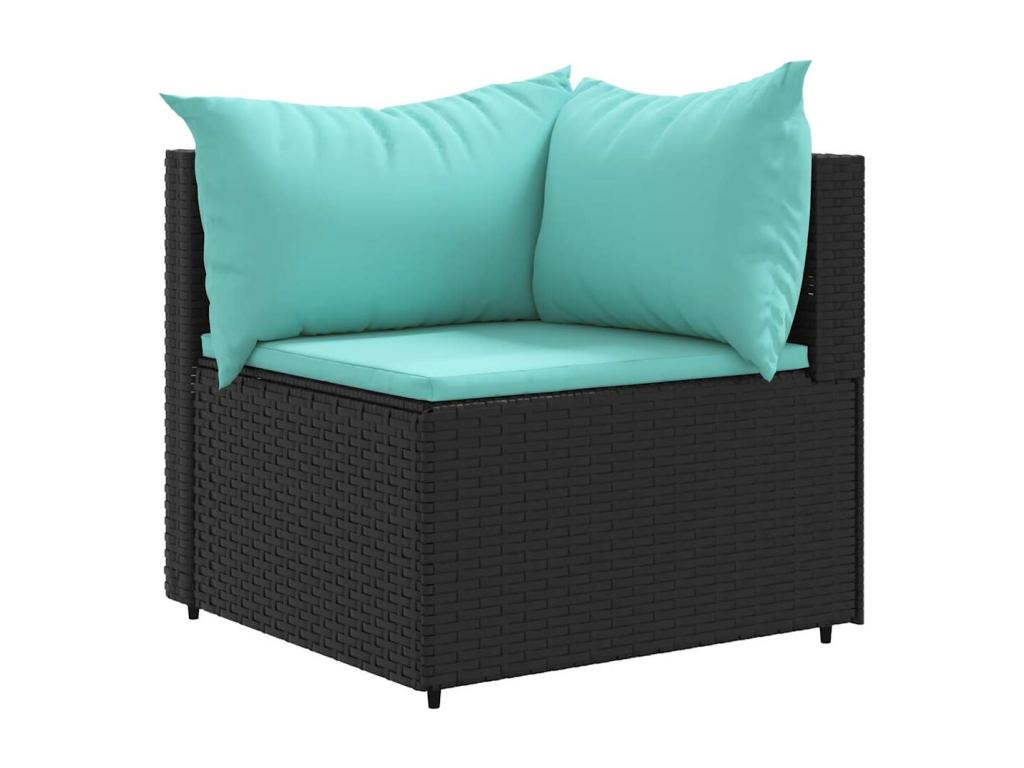 Salon de jardin 5 pièces avec coussins Noir Résine tressée CJNQ53331