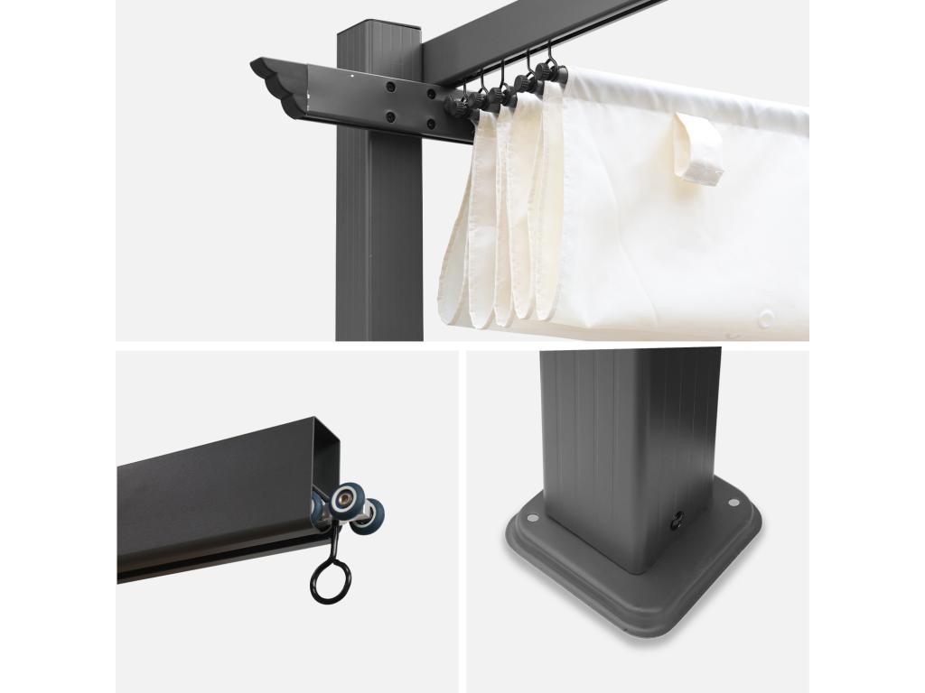 Decohaute aluminium - Decohaute 3x4m - Toile écru- Tonnelle idéale pour votre terrasse- toit rétractable- toile coulissante- structure aluminium YJIG77186