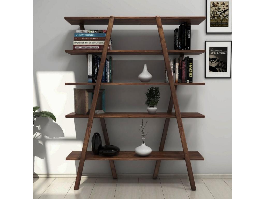 Etagères bibliothèque Abore L120xH148cm Pin massif Marron IDNW02741