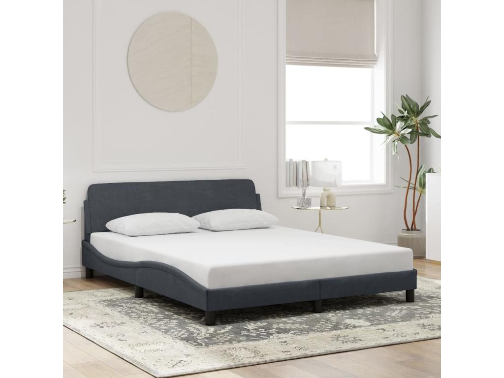 Cadre de lit sans matelas gris foncé 160x200 cm velours LIJL06312