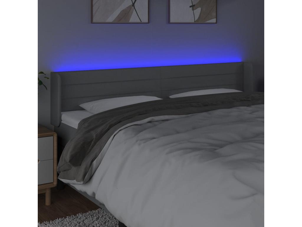 Tête de lit à LED Gris clair 163x16x78/88 cm Tissu UPIA24565