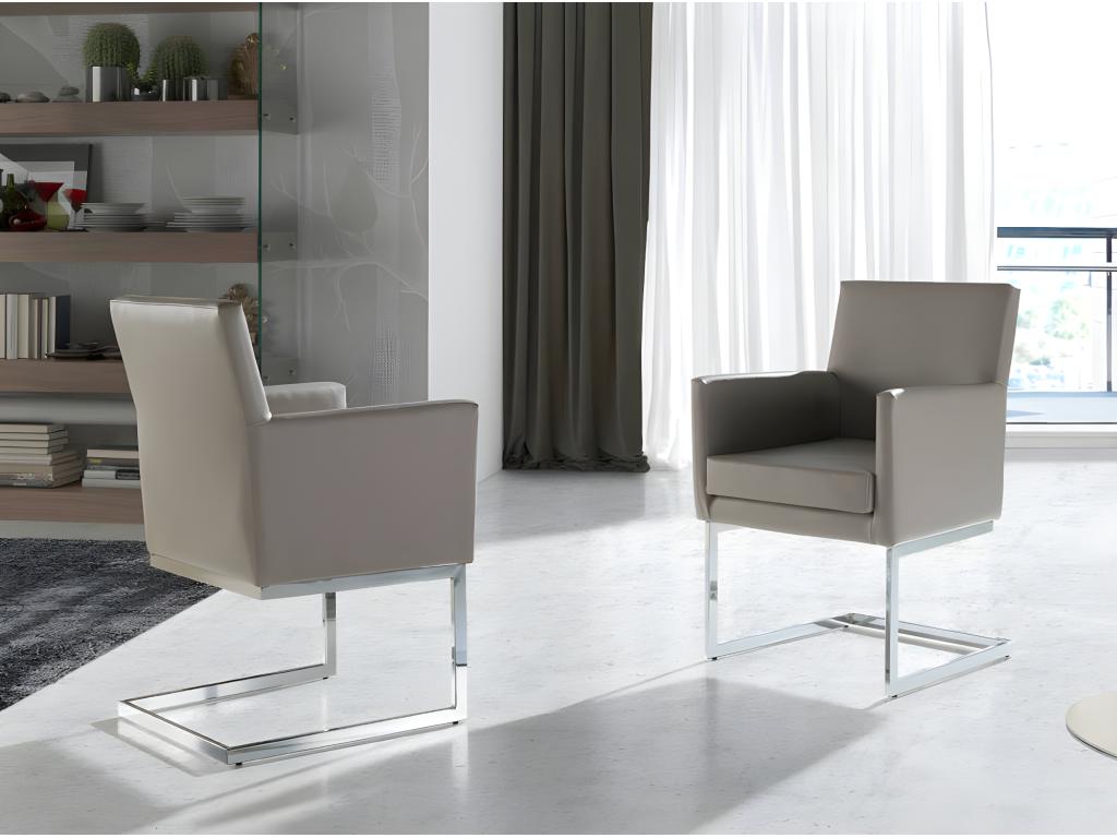 Fauteuil capitonné simili cuir et pieds acier chromé Corps-Couleur Decohaute 10 Decohaute OLMD14424