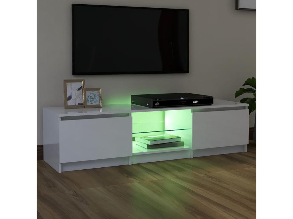 Meuble TV avec Decohauteères LED blanc brillant 140x40x35,5 cm IKRJ41284