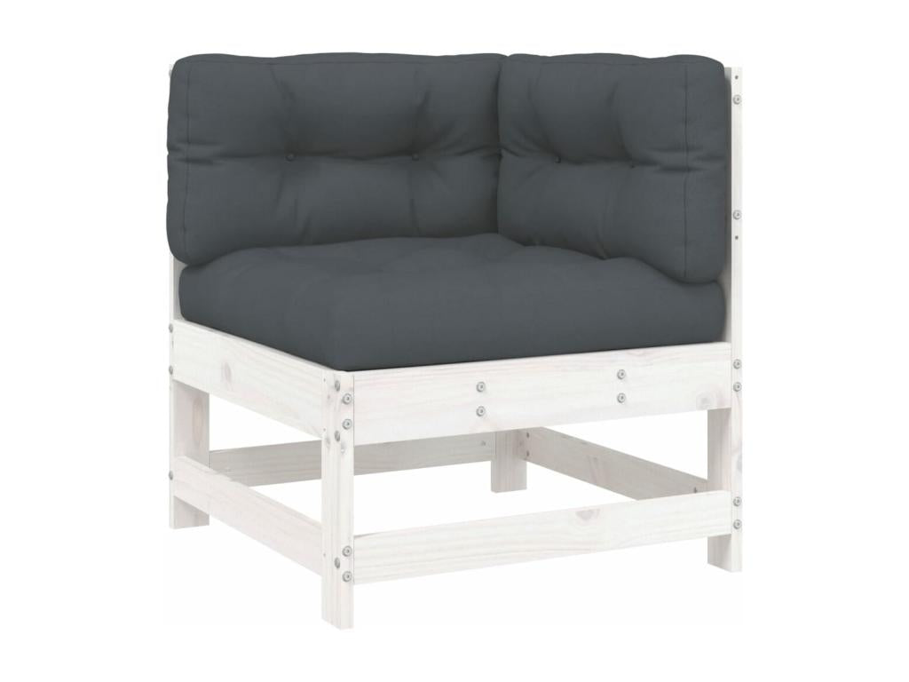 Salon de jardin 8 pcs avec coussins blanc bois massif EEWQ77029