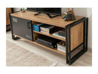 Meuble TV Décohaute Buffet de salon Armoire basse pour TV Base murale de rangement 130x45h50 cm Chêne et Noir PVZV50026