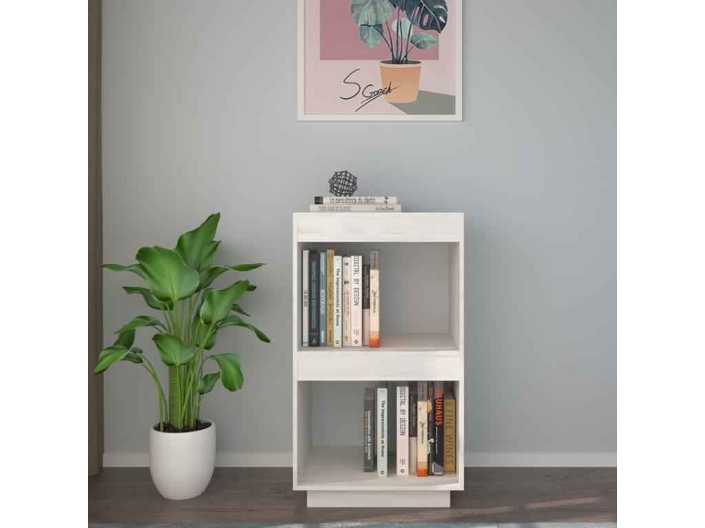 Bibliothèque Blanc 40x35x71 cm Bois de pin massif CNLE47546