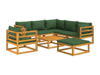 Salon de jardin 8 pièces avec coussins vert bois massif CHWB68863
