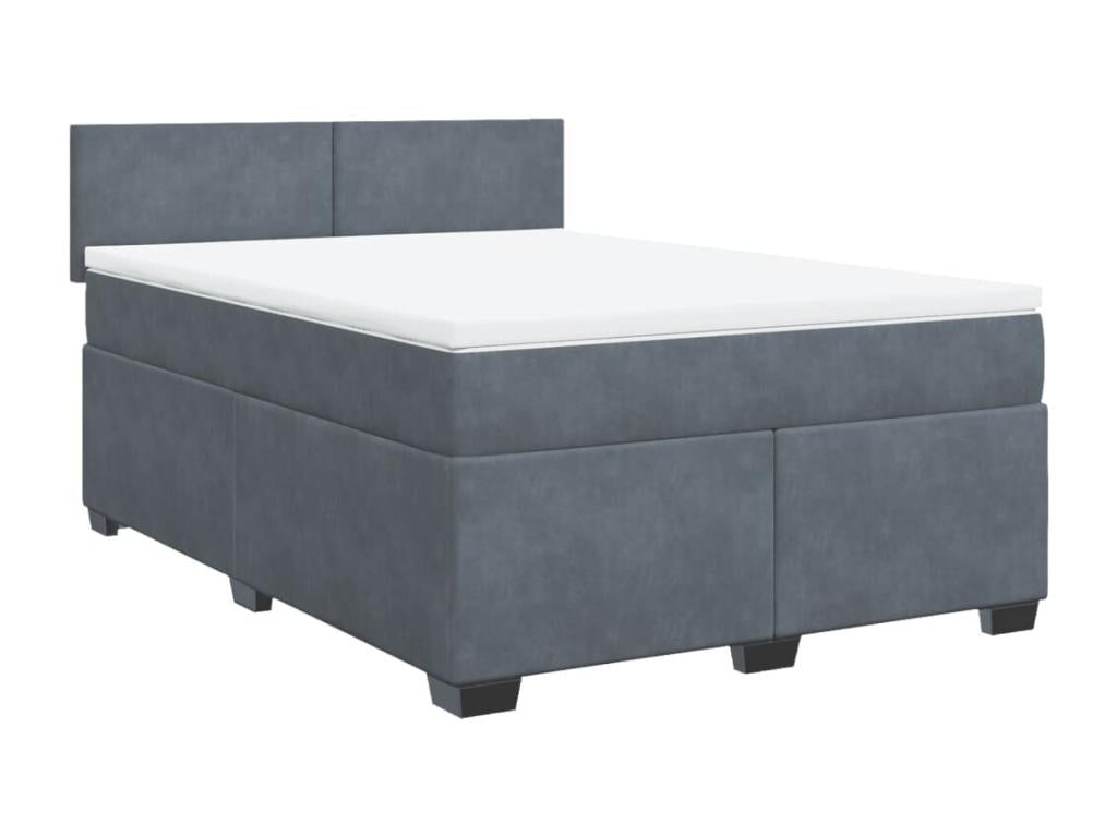 Sommier à Décohaute de lit et matelas Gris foncé 140x190cm Velours TRVW87846