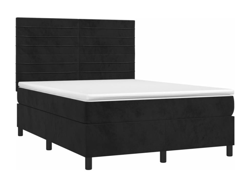 Sommier tapissier avec matelas et LED Noir 140x190 cm Velours SBWM38670