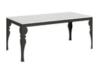 Table extensible avec pieds acier anthracite style orientale Domopure évolution-Couleur Blanc-Support 4 pieds-Largeur extensible 120 à 380cm QIUF71390