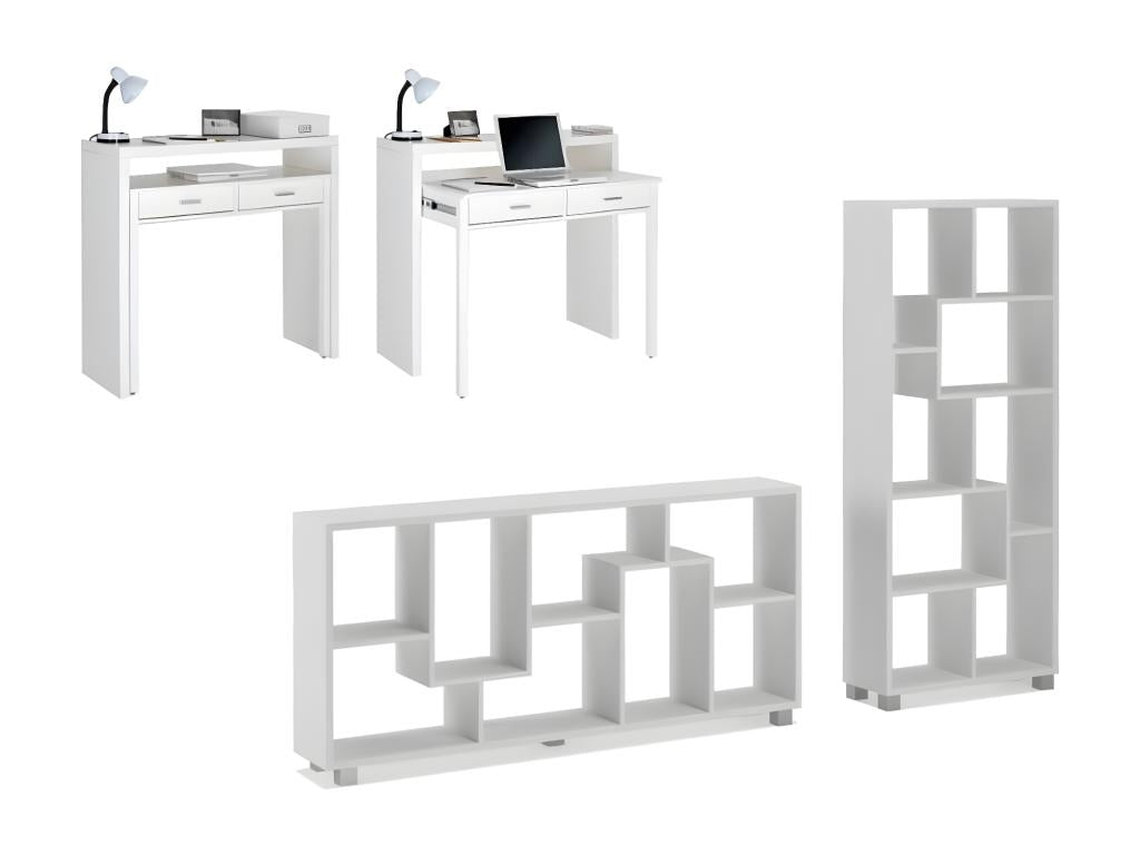 Ensemble Bureau extensible-Bibliothèque.Bureau 99x87x36-70cm Bibliothèque 69x161x25cm RCUF85214