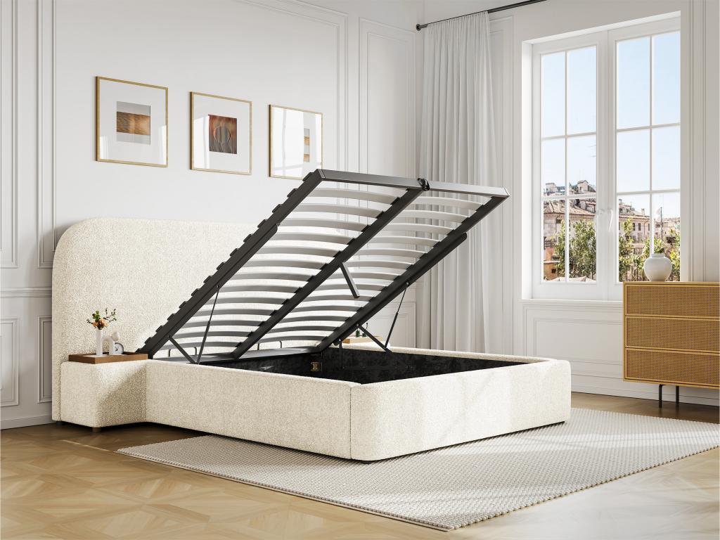 Lit coffre 180x200 cm avec chevets - Tissu bouclette - Blanc - Decohaute YLQV99919