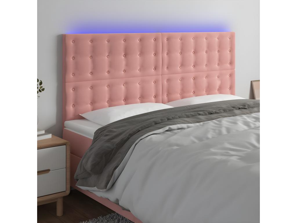 Tête de lit à LED Rose 180x5x118/128 cm Velours WNYX56289