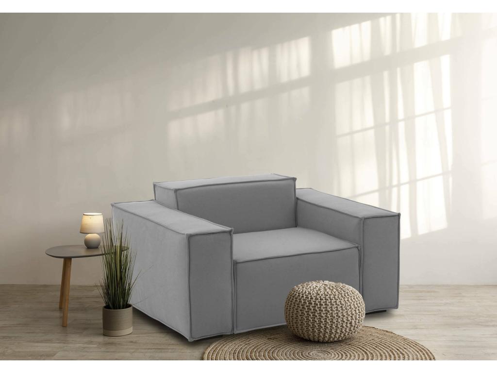 Fauteuil Decohaute Fauteuil de salon Made in Italy Fauteuil relaxant en tissu rembourré 140x95h70 cm Gris GRDQ04858