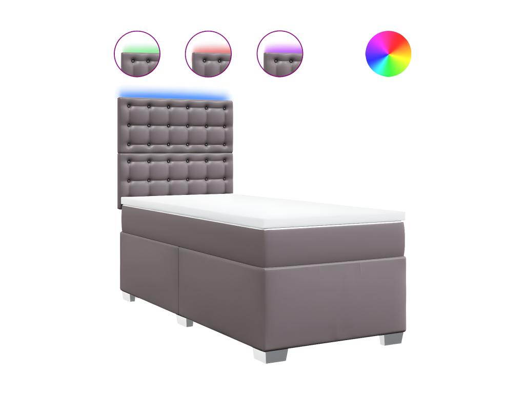 Sommier à Décohaute de lit avec matelas Gris 100x200 cm Similicuir JFWO49061