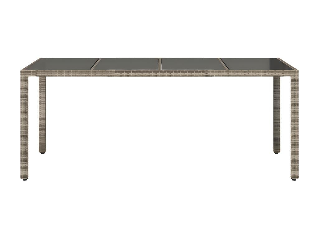 Decohaute Premium - Table de jardin dessus en verre Gris 190x90x75cm Résine tressée FPMA37363