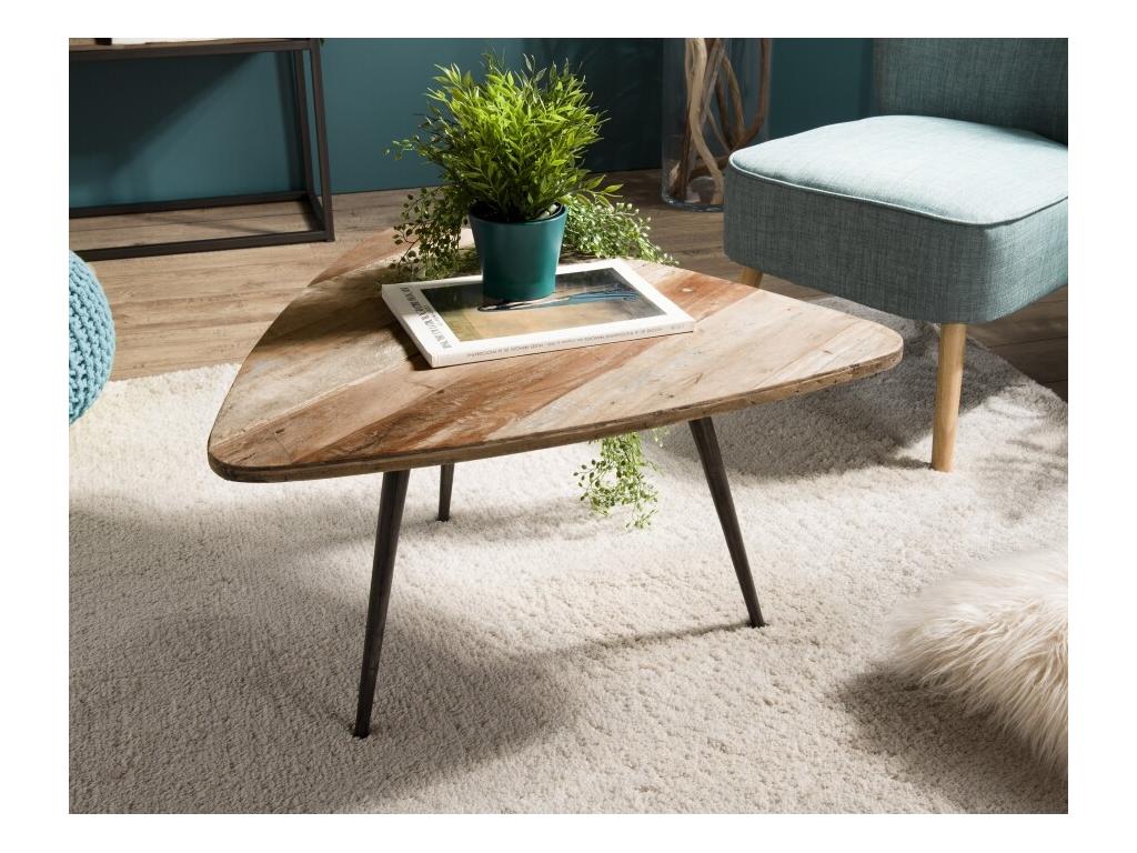Decohaute - Table basse bois Decohauteïde Teck recyclé pieds métal NCSP63214