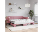 Lit de jour avec lit gigogne et matelas rose 100x200 cm velours OALO75799