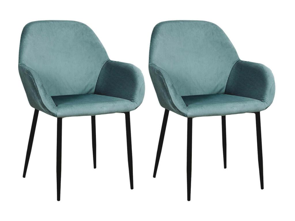 Domopure - Lot de 2 Fauteuils Velours Côtelé Bleu Canard QSGA19026
