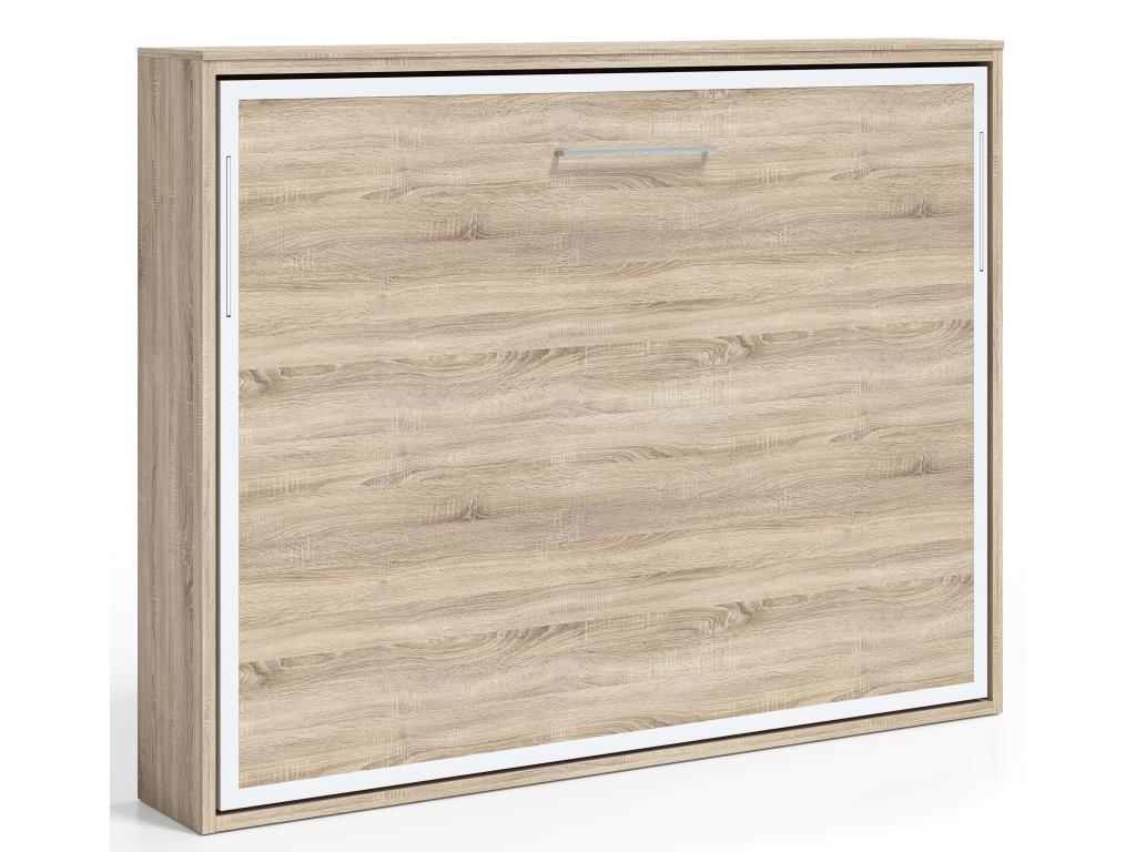 Lit escamotable horizontal 160x200 Décohaute-Avec matelas-Encadrement Ebène-Façade Ebène LIZG57244