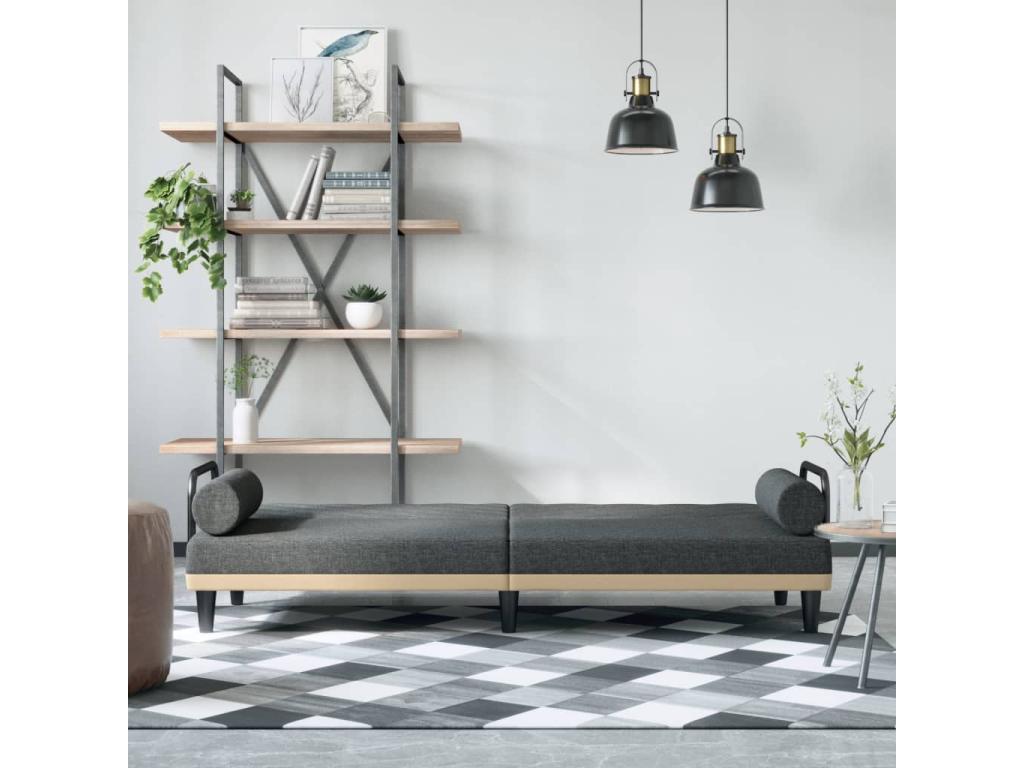 Canapé-lit avec accoudoirs gris foncé tissu ZFMG27919